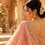 Bride with a jasmine-adorned bridal hairstyle