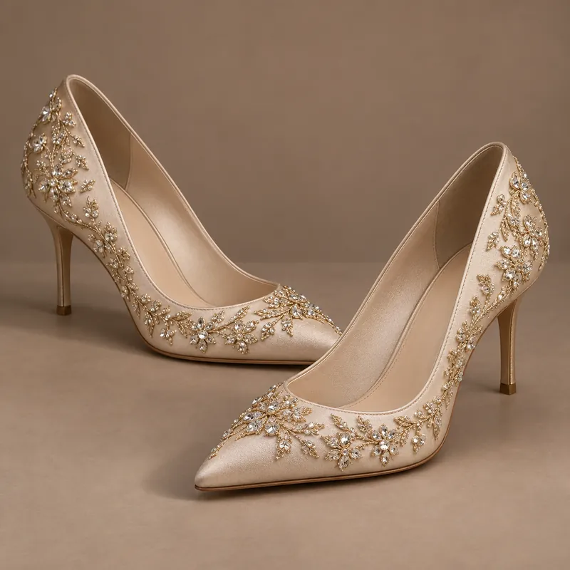 Champagne embellished heels