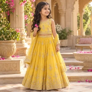 Yellow Festive Lehenga Set for girls